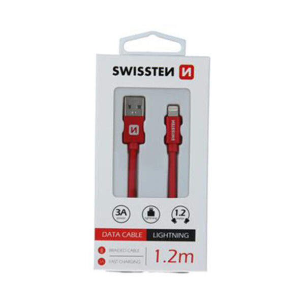 Swissten Kabal Data tekstil USB na Iphone 1.2m SWISSTEN crv