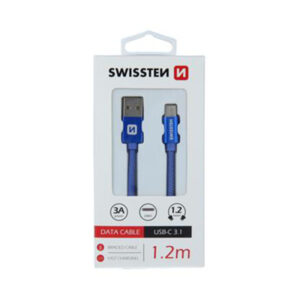 Swissten Kabal Data tekstil USB na TIP C 1.2m SWISSTEN plav